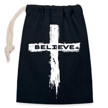 Croire Chrétiens Jésus Croix - Sac cadeau en coton avec cordon (14 x 20 cm) - bleu marine - Devant