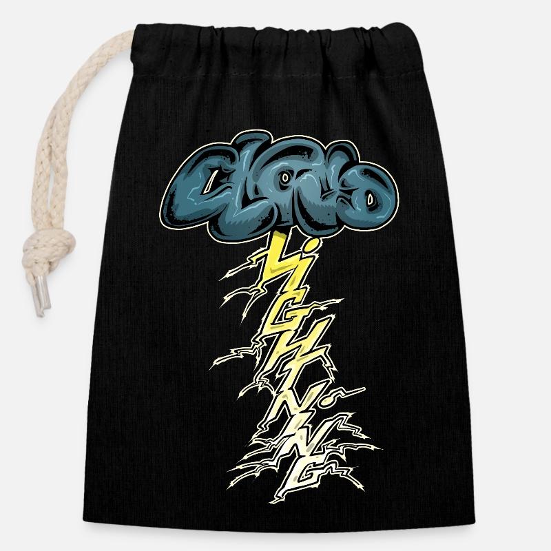 Stormy weather - Closable cotton gift bag (14x20cm) - black