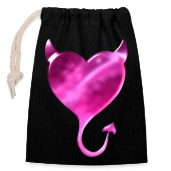 Pink Devil Heart - Closable cotton gift bag (14x20cm) - black - Front