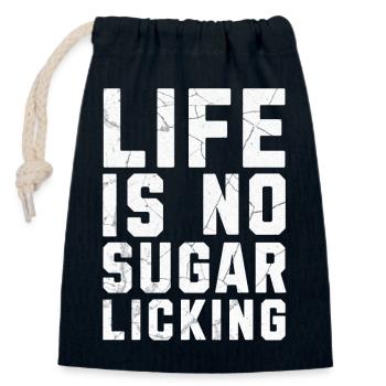 Life is no sugar licking Denglisch - Closable cotton gift bag (14x20cm) - navy - Front