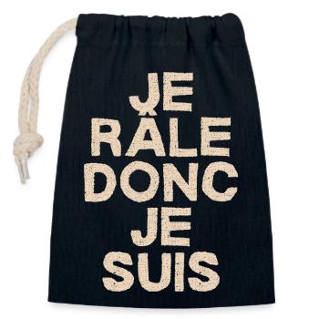 I complain therefore I am. - Closable cotton gift bag (14x20cm) - navy - Front