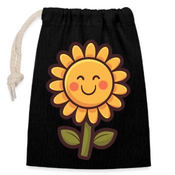 Soft comic book style sunflower flowers - Closable cotton gift bag (14x20cm) - black - Front