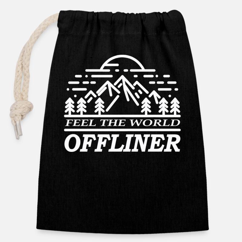 OFF Feel The World - Closable cotton gift bag (14x20cm) - black