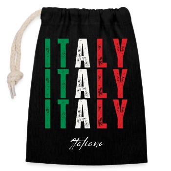 Drapeau de l’Italie, fierté italienne - Sac cadeau en coton avec cordon (14 x 20 cm) - noir - Devant