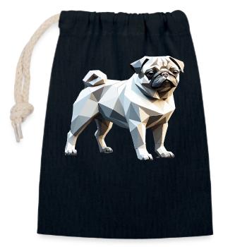 Pug - Pet Design - Closable cotton gift bag (14x20cm) - navy - Front