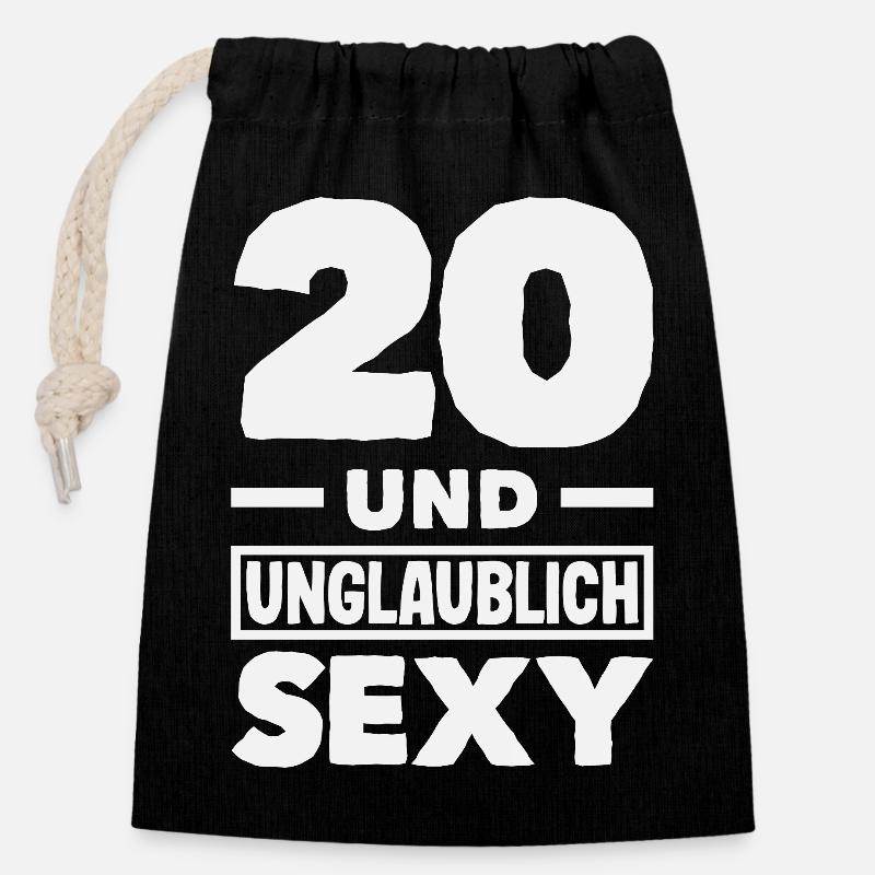 Drôle de cadeau d’anniversaire 20 ans - Sac cadeau en coton avec cordon (14 x 20 cm) - noir