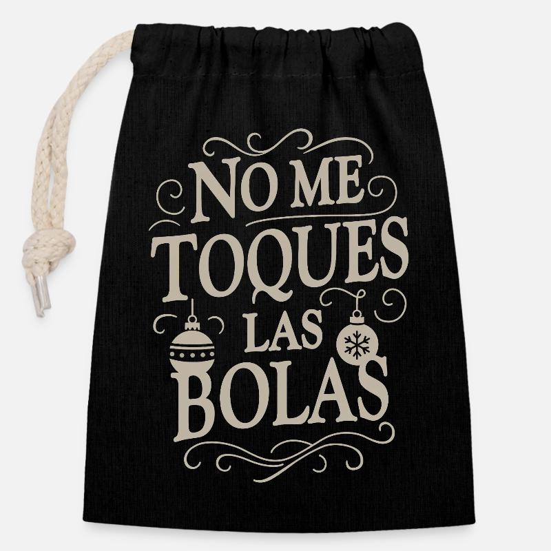 Ne touche pas mes couilles - Sac cadeau en coton avec cordon (14 x 20 cm) - noir