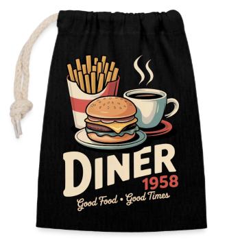 Diner 1958 - Verschließbarer Geschenkbeutel aus Baumwolle (14x20cm) - Schwarz - Vorne