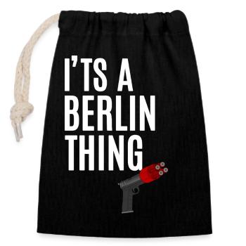 Berlin Thing Silvester - Verschließbarer Geschenkbeutel aus Baumwolle (14x20cm) - Schwarz - Vorne