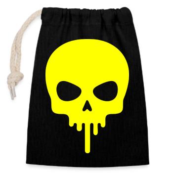 Crâne néon dégoulinant - Sac cadeau en coton avec cordon (14 x 20 cm) - noir - Devant