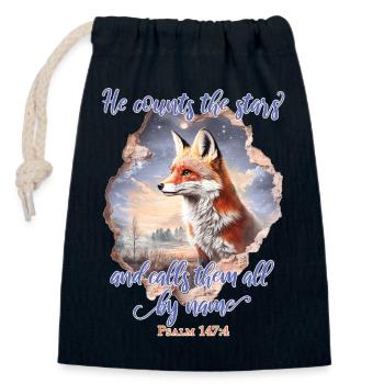 Fuchs Bibelvers Christlich - Verschließbarer Geschenkbeutel aus Baumwolle (14x20cm) - Navy - Vorne