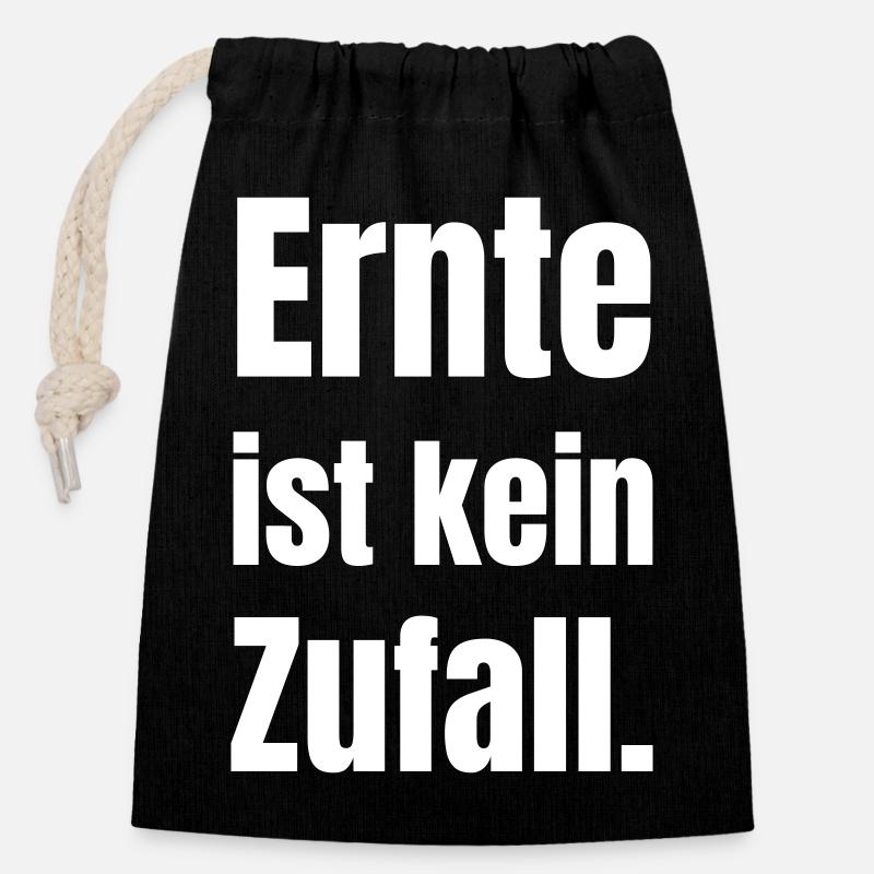 Ernte ist kein Zufall - Verschließbarer Geschenkbeutel aus Baumwolle (14x20cm) - Schwarz