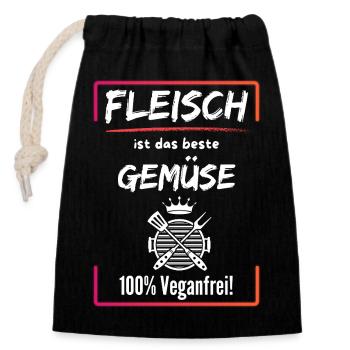 Meat is the best vegetable-100% vegan-free - Closable cotton gift bag (14x20cm) - black - Front