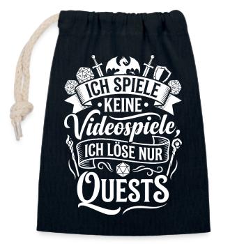 I don't play video games – I solve quests - Closable cotton gift bag (14x20cm) - navy - Front
