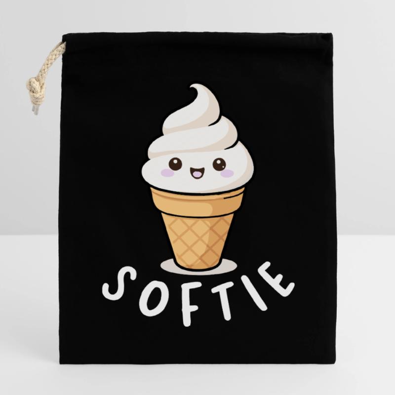 Softie Softeis Liebe Minimal Statement Verschließbarer Geschenkbeutel aus Baumwolle (14x20cm)