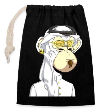 Ape with gold glasses - Closable cotton gift bag (14x20cm) - black - Front