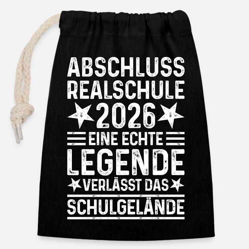Abschluss 2026 Realschule - Legende Schulgelände - Verschließbarer Geschenkbeutel aus Baumwolle (14x20cm) - Schwarz