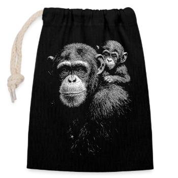 Chimpanzee - Closable cotton gift bag (14x20cm) - black - Front