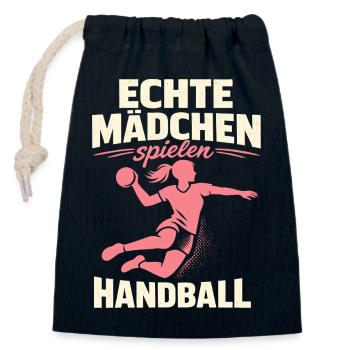 Joueuse de l’équipe du Handball Girl Club - Sac cadeau en coton avec cordon (14 x 20 cm) - bleu marine - Devant