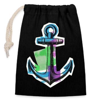 Sailor Seafarer Captain - Closable cotton gift bag (14x20cm) - black - Front