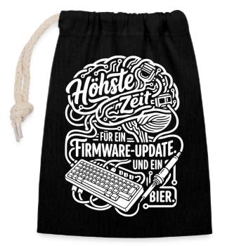 Hörste Zeit Firmware Update Nerd Humor - Verschließbarer Geschenkbeutel aus Baumwolle (14x20cm) - Schwarz - Vorne