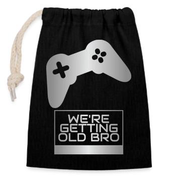 Old Bro Retro Gamer Tee - Sac cadeau en coton avec cordon (14 x 20 cm) - noir - Devant