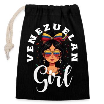Drapeau du Venezuela Fierté & Maison Venezuela - Sac cadeau en coton avec cordon (14 x 20 cm) - noir - Devant