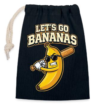 Lets Go Bananas Baseball Design Sportif Drôle - Sac cadeau en coton avec cordon (14 x 20 cm) - bleu marine - Devant