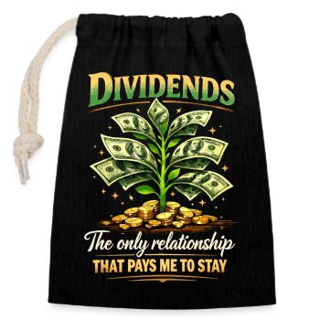Arbre de la Monnaie des Dividendes : La meilleure relation de la vie - Sac cadeau en coton avec cordon (14 x 20 cm) - noir - Devant
