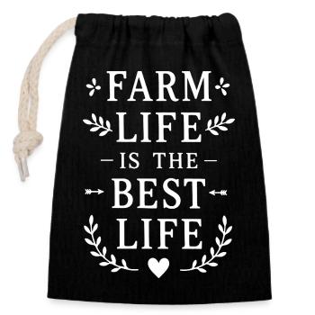 Farm Life ist das beste Leben Landwirt Spruch - Verschließbarer Geschenkbeutel aus Baumwolle (14x20cm) - Schwarz - Vorne