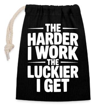The Harder I Work The Luckier I Get - Closable cotton gift bag (14x20cm) - black - Front