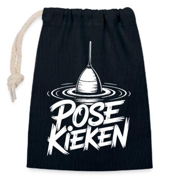 Fischen Pose Humor - Verschließbarer Geschenkbeutel aus Baumwolle (14x20cm) - Navy - Vorne