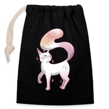 Fierté lesbienne chatte mignonne - Sac cadeau en coton avec cordon (14 x 20 cm) - noir - Devant