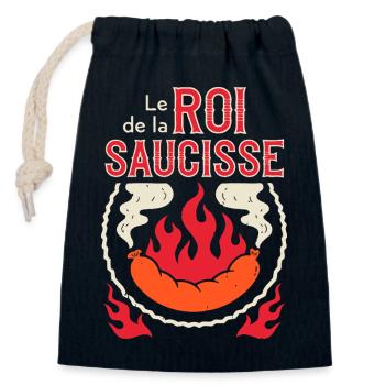 Roi de la Saucisse – Logo Barbecue - Sac cadeau en coton avec cordon (14 x 20 cm) - bleu marine - Devant