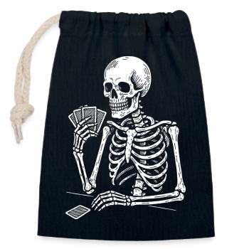 Cartes à jouer Skeleton Gamble - Sac cadeau en coton avec cordon (14 x 20 cm) - bleu marine - Devant