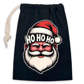 Christmas Santa HoHoHo Vintage Cartoon - Closable cotton gift bag (14x20cm) - navy - Front