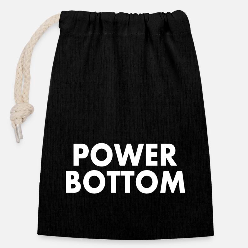 Power bottom - Closable cotton gift bag (14x20cm) - black