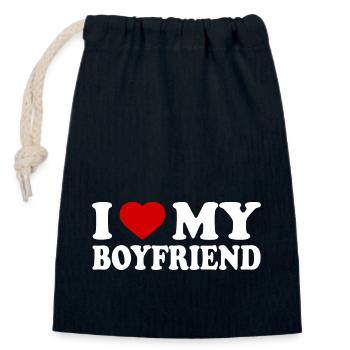 I love my boyfriend - Closable cotton gift bag (14x20cm) - navy - Front
