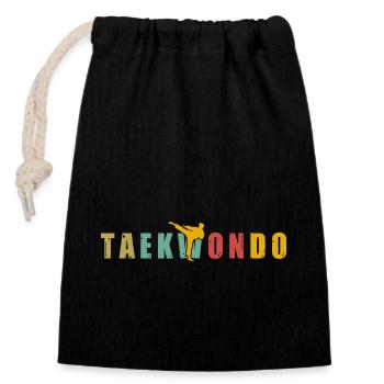 Taekwondo - Verschließbarer Geschenkbeutel aus Baumwolle (14x20cm) - Schwarz - Vorne