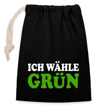 ich wähle grün - Verschließbarer Geschenkbeutel aus Baumwolle (14x20cm) - Schwarz - Vorne