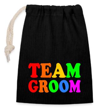 Team groom - Sac cadeau en coton avec cordon (14 x 20 cm) - noir - Devant