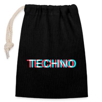 Techno Rave Festival Electro Music Raver - Sac cadeau en coton avec cordon (14 x 20 cm) - noir - Devant