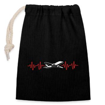Air traffic controller - Closable cotton gift bag (14x20cm) - black - Front