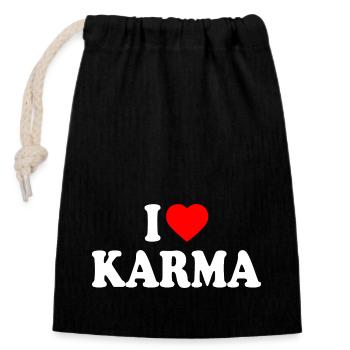 I love karma - Sac cadeau en coton avec cordon (14 x 20 cm) - noir - Devant