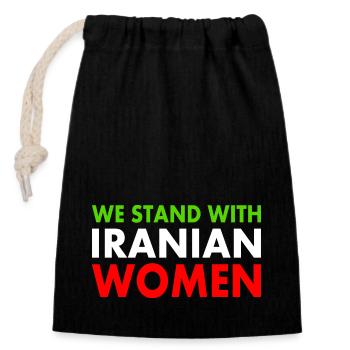 We stand with iranian women - Verschließbarer Geschenkbeutel aus Baumwolle (14x20cm) - Schwarz - Vorne