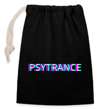 Psytrance Techno Rave Festival Electro Raver - Closable cotton gift bag (14x20cm) - black - Front