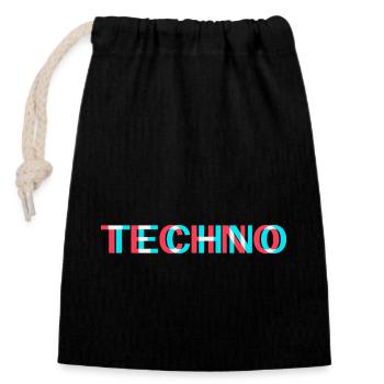 Techno Rave Electro Music Trance House Festival - Sac cadeau en coton avec cordon (14 x 20 cm) - noir - Devant