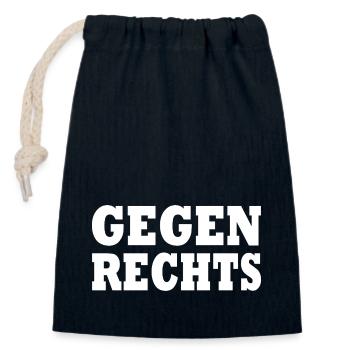 Gegen rechts - Verschließbarer Geschenkbeutel aus Baumwolle (14x20cm) - Navy - Vorne