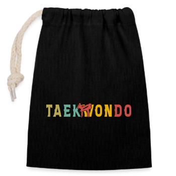 Taekwondo - Verschließbarer Geschenkbeutel aus Baumwolle (14x20cm) - Schwarz - Vorne