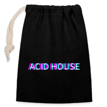 Acid House Techno Rave Festival Electro Raver - Verschließbarer Geschenkbeutel aus Baumwolle (14x20cm) - Schwarz - Vorne